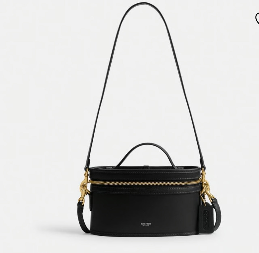 NWT B7-009COACH OriginalsTrail Bag CrossbodyVanityCaseInLeatherGoldBlackCBG93New